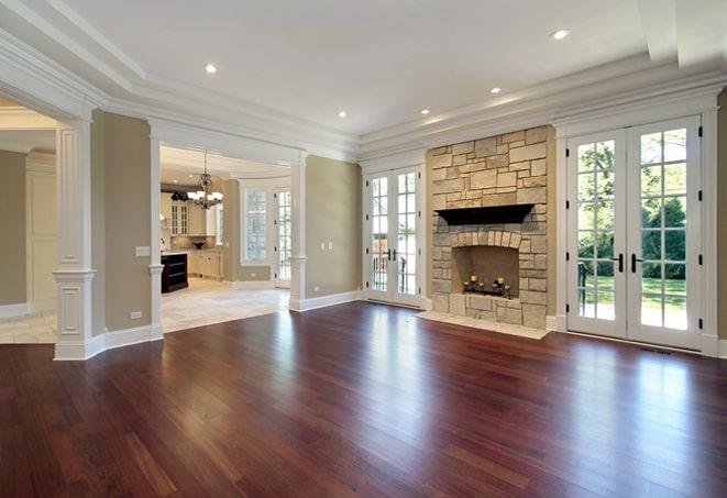 a beautifully polished hardwood floor in a modern living room